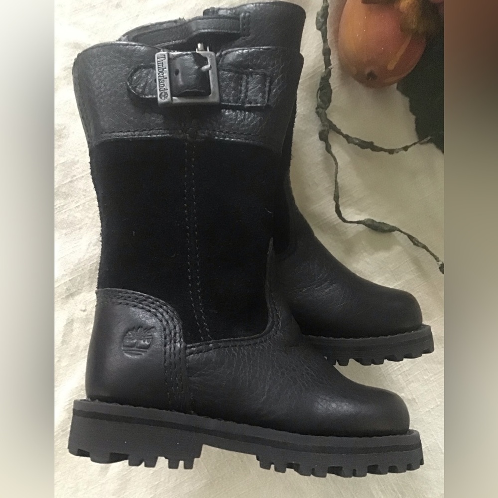 Timberland Maplebrook Girls Toddler Boots - Black Leather Suede-  Toddler 4